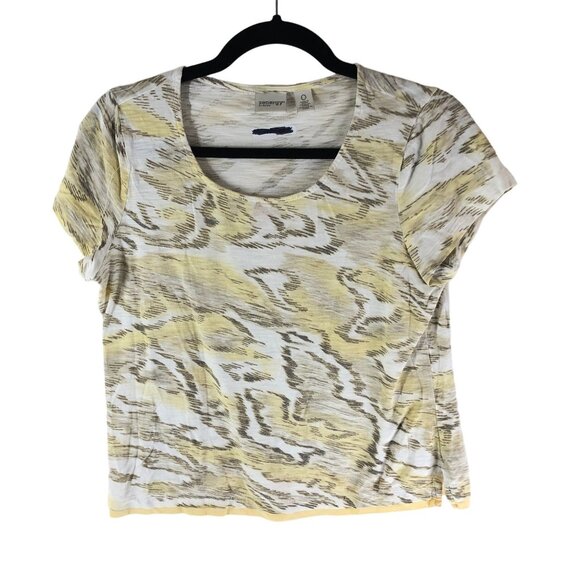 Chicos Zenergy Short Sleeve Scoop Neck Robyn Print Top Yellow Size 0 (US Size S) - Picture 2 of 7